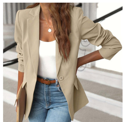 Women's Lapel Button Suit Jacket – Casual Commuter Style