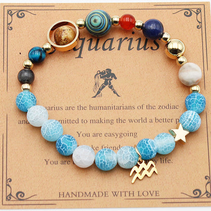 Zodiac Natural Stone Bracelet – Constellation Beaded Bracelet with Agate & Shoushan Stone
