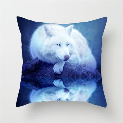 3D Fluorescent Wolf Polyester Pillowcase – Home Decoration Cushion Cover (No Pillow Core)