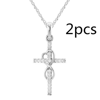 Cross Necklace with Diamond Pendant – Gold, Rose Gold & Silver