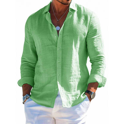 Men's Long Sleeve Casual Shirt – Loose Lapel Button-Up Plus Size