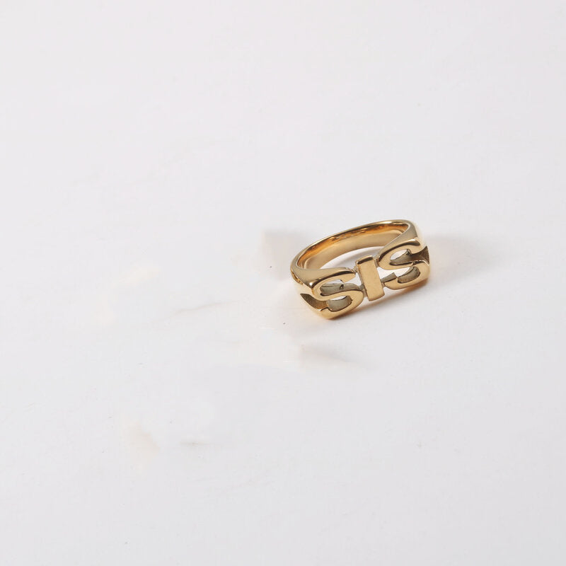 18K Gold Plated Letter Seal Titanium Steel Ring – Fashion Jewelry