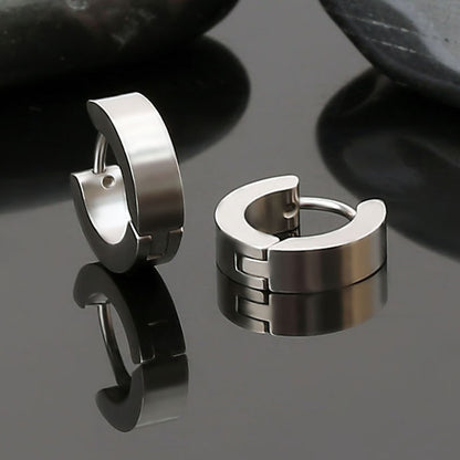 Simple Stainless Steel Hoop Earrings – Electroplated 4×9mm Jewelry for Women