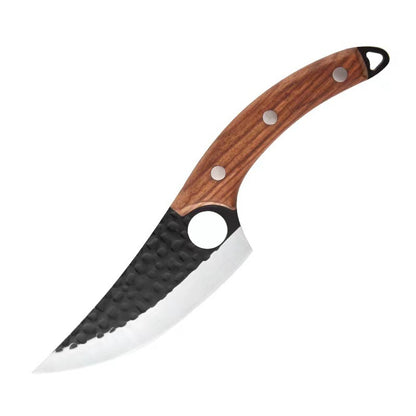 Stainless Steel Hand Hammered Boning Knife – Household Kitchen Knife with Wood Handle