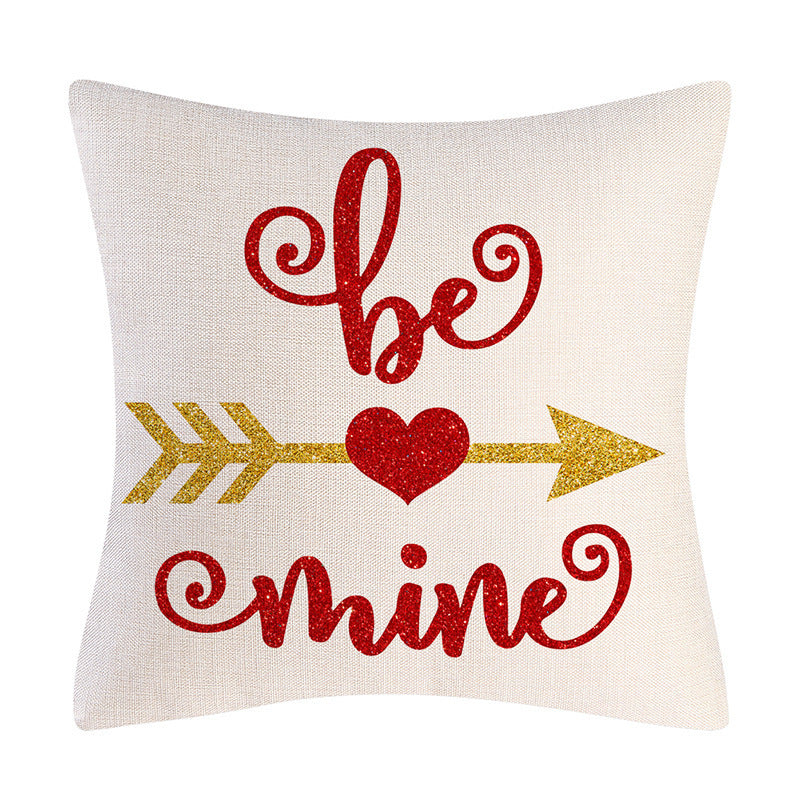 Valentine's Day Linen Pillowcase – Romantic Holiday Gift Cushion Cover for Sofa & Bedroom