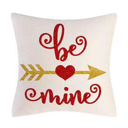 Valentine's Day Linen Pillowcase – Romantic Holiday Gift Cushion Cover for Sofa & Bedroom