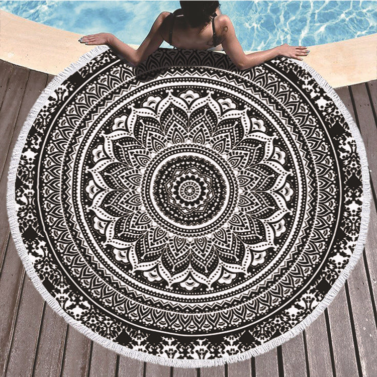 Printed Round Beach Towel – Large Microfiber Towel 150cm
