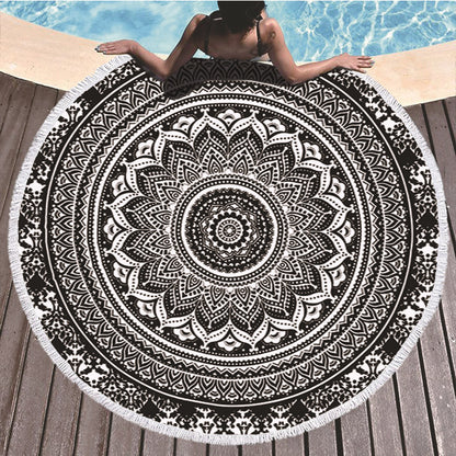 Printed Round Beach Towel – Large Microfiber Towel 150cm