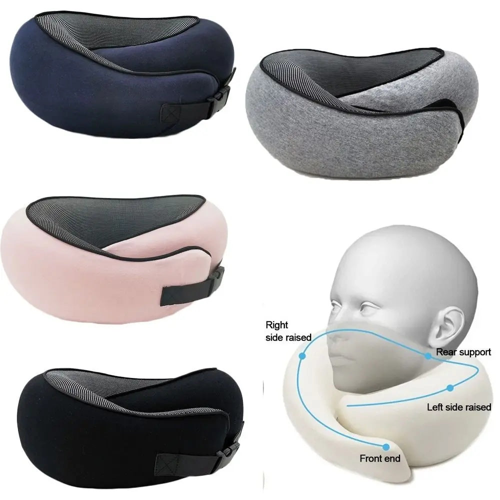 U-Shape Memory Foam Travel Neck Pillow – Adjustable Support for Airplane, Car & Office