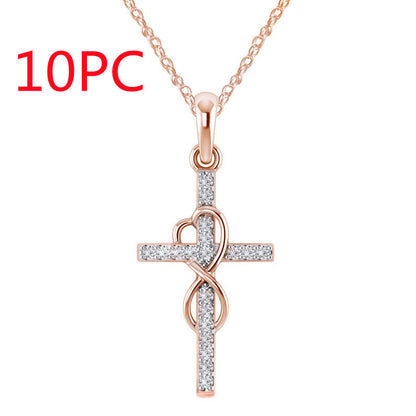 Cross Necklace with Diamond Pendant – Gold, Rose Gold & Silver