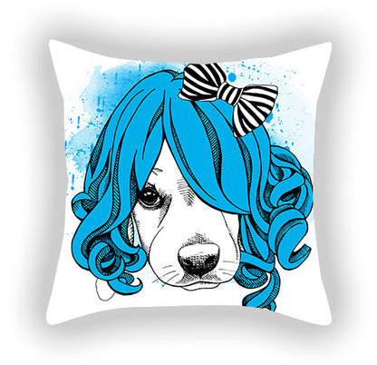Blue Series Pet Dog Print Pillow Cover – Sofa, Balcony & Car Cushion Case for Dog Lovers