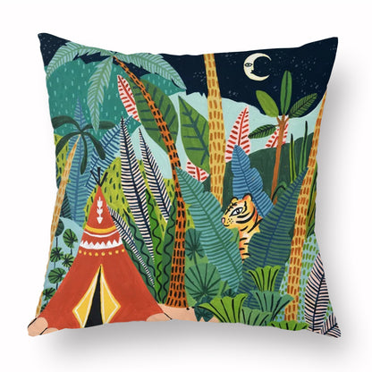 Green Peach Skin Cartoon Whale Cushion Cover – Cute Animal Print Pillow Case for Kids & Home