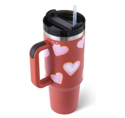 40 Oz Insulated Tumbler with Handle & Straw – Stainless Steel Vacuum Cup