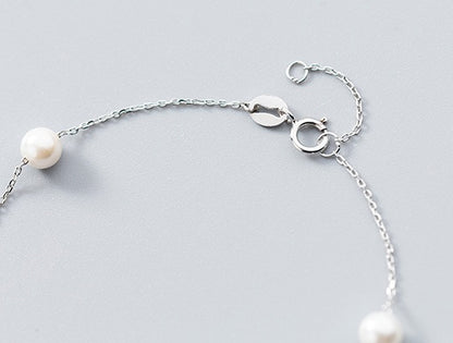 925 Silver Synthetic Pearl Bracelet – Elegant Adjustable Jewelry for Women