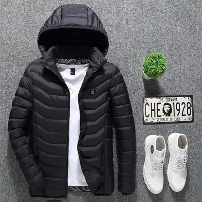USB Electric Heated Jacket – Thermal Winter Coat with Removable Hood