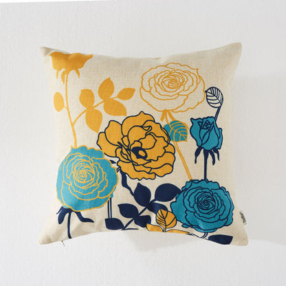 Flower & Bird Cotton Linen Pillowcase – Decorative Cushion Cover for Sofa & Home