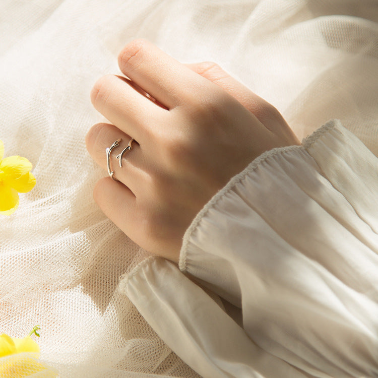 Antlers Open Ring – Minimalist INS Style Jewelry for Women