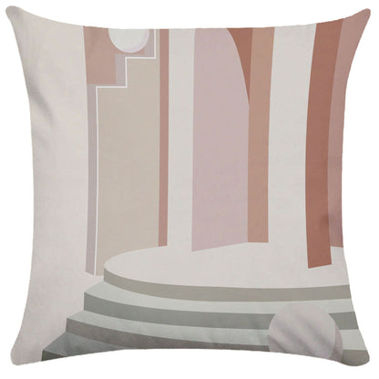 Geometric Building Print Pillowcase – Architectural Decorative Cushion Cover for Sofa & Home