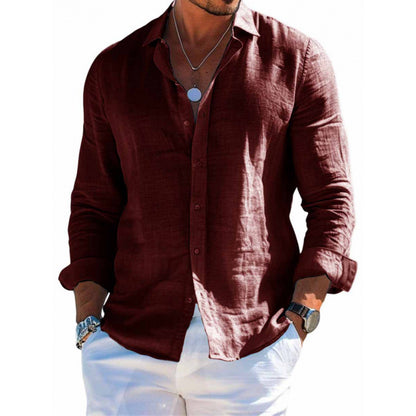 Men's Long Sleeve Casual Shirt – Loose Lapel Button-Up Plus Size