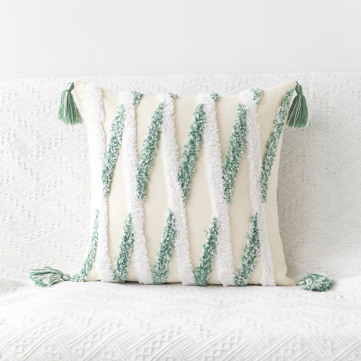 Bohemian Geometric Tufted Pillowcase – Decorative Cushion Cover for Sofa & Home Decor