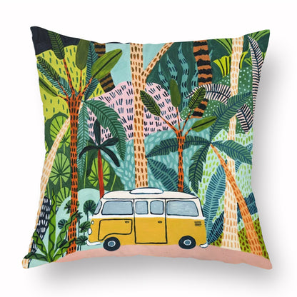 Green Peach Skin Cartoon Whale Cushion Cover – Cute Animal Print Pillow Case for Kids & Home