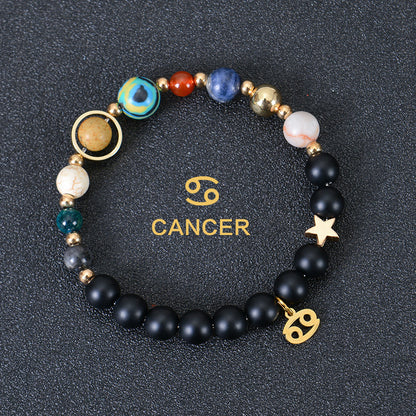 Eight Planets Zodiac Bracelet – Frosted Natural Stone Beads for All 12 Signs