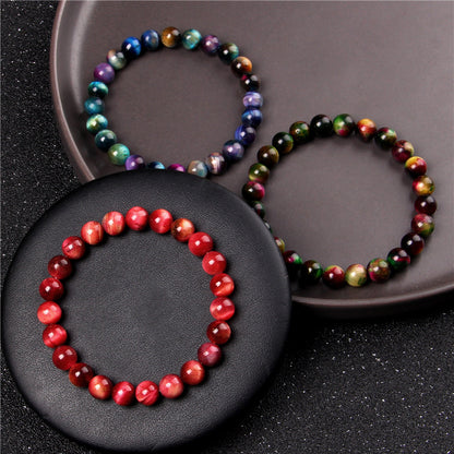 Natural Stone 8mm Bead Bracelet – Handmade Colorful Gemstone Jewelry for Men