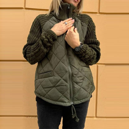 Women's Winter Stand Collar Knitted Jacket with Pockets & Zipper