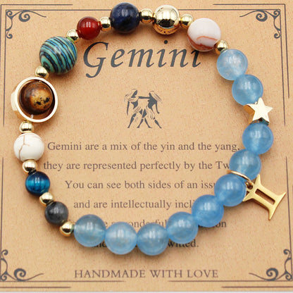 Zodiac Natural Stone Bracelet – Constellation Beaded Bracelet with Agate & Shoushan Stone