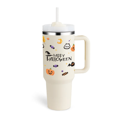 40 Oz Insulated Tumbler with Handle & Straw – Stainless Steel Vacuum Cup