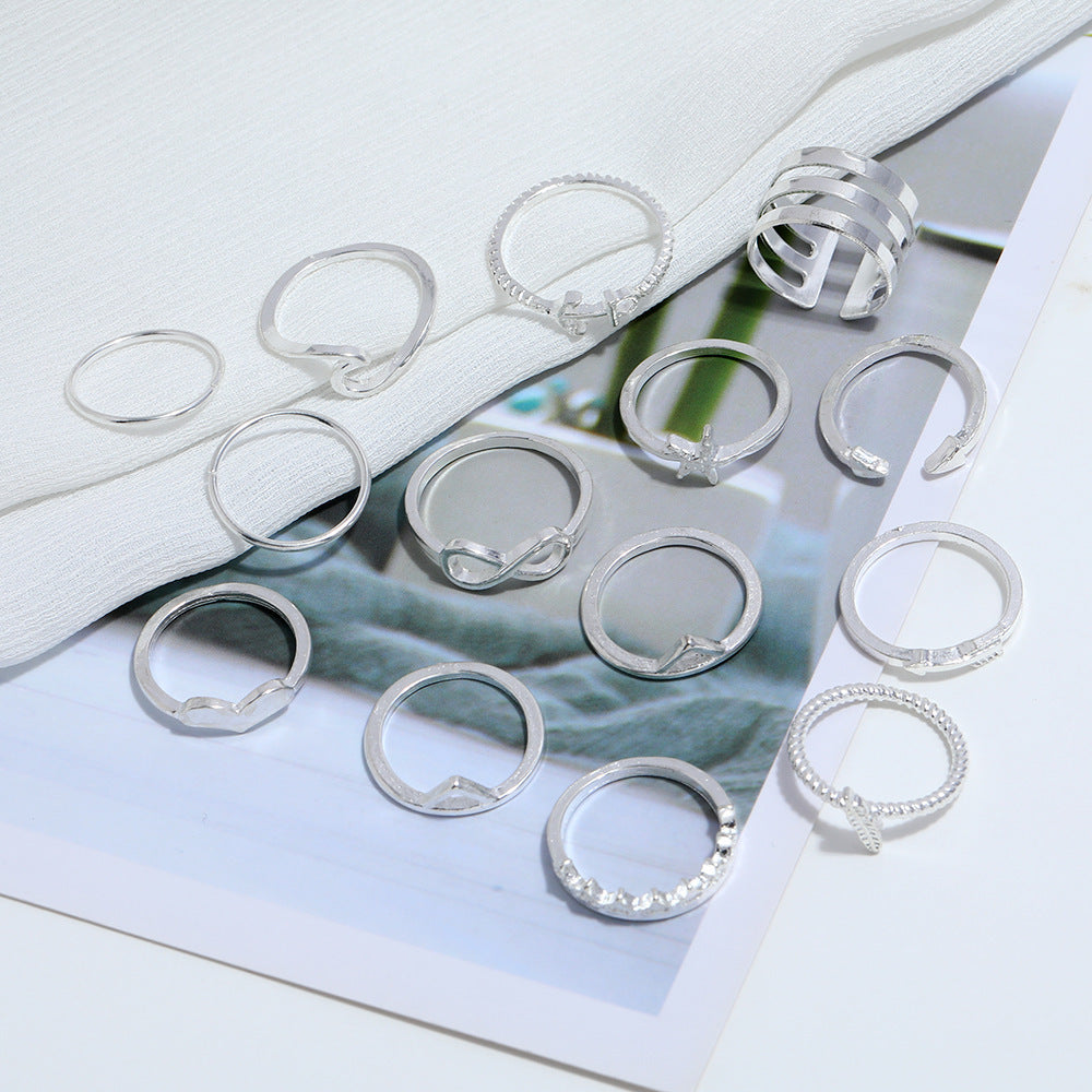 Silver Combination Ring Set – Stackable Fashion Jewelry for Women