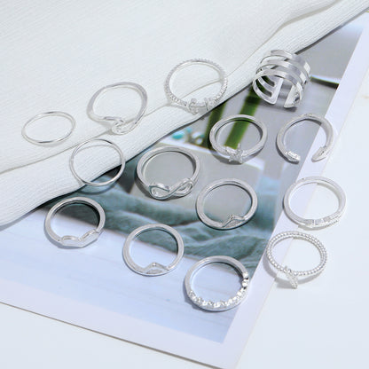 Silver Combination Ring Set – Stackable Fashion Jewelry for Women