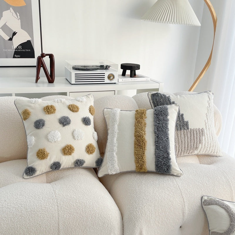 Bohemian Tufted & Tassel Cushion Cover 45x45cm – Ins Style Cotton Linen Pillow Cover for Sofa & Bay Window