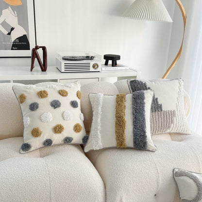 Bohemian Tufted & Tassel Cushion Cover 45x45cm – Ins Style Cotton Linen Pillow Cover for Sofa & Bay Window