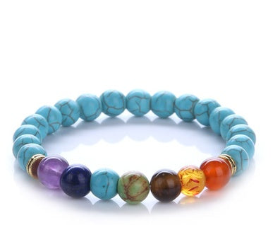 Chakra Energy Yoga Bracelet – Colorful Natural Stone Beads 8mm