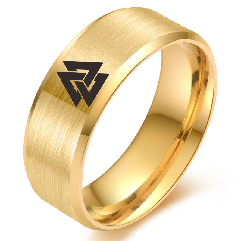 Stainless Steel Viking Odin Symbol Ring – Norse Mythology Jewelry