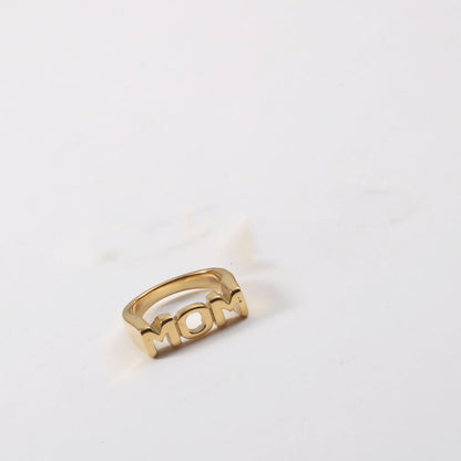18K Gold Plated Letter Seal Titanium Steel Ring – Fashion Jewelry