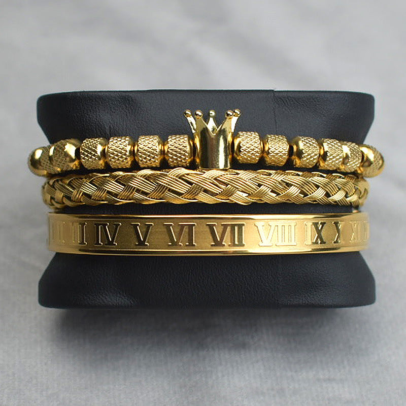 Crown Twist Woven Mesh Bracelet – Geometric Copper & Titanium Steel Jewelry for Women