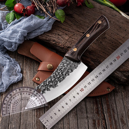 Forged Picnic Knife – Sharp Non-Grinding Outdoor Knife with Leather Sheath