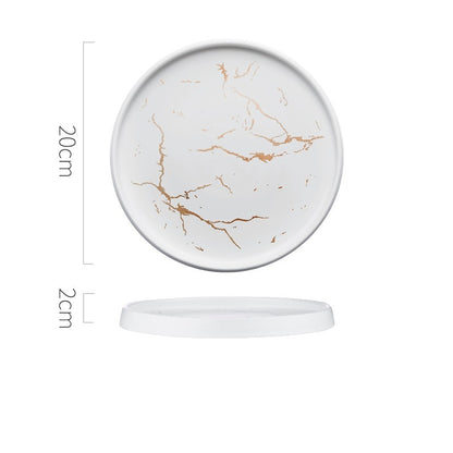 Nordic Style Marble Ceramic Plate – Household Elegant Dining Dish