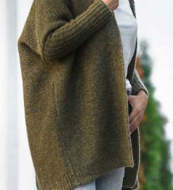 Bat Sleeve Hooded Cardigan – Oversized Knit Sweater for Women