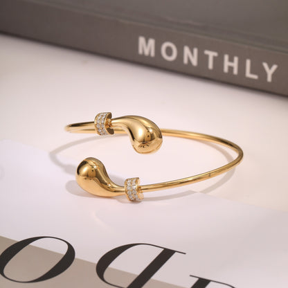 18K Gold-Plated Stainless Steel Opening Bracelet – Geometric INS Fashion Jewelry for Women
