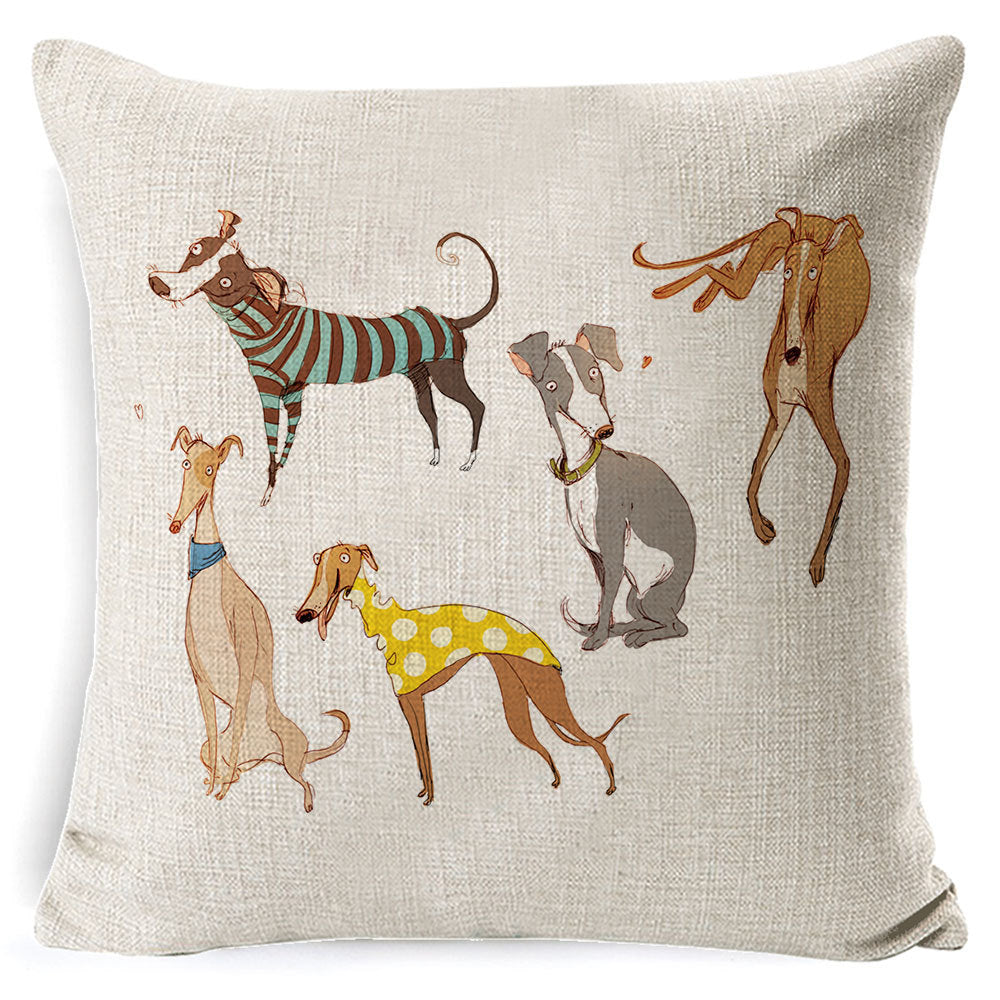 Vintage Dog Print Cotton Pillow Case 45x45CM – Cute Cushion Cover for Sofa & Home