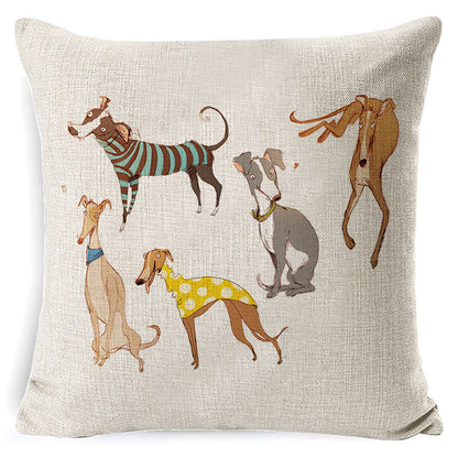 Vintage Dog Print Cotton Pillow Case 45x45CM – Cute Cushion Cover for Sofa & Home