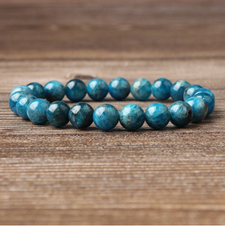 Natural Blue Apatite Elastic Bead Bracelet – Unisex Gemstone Jewelry