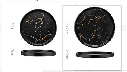 Nordic Style Marble Ceramic Plate – Household Elegant Dining Dish