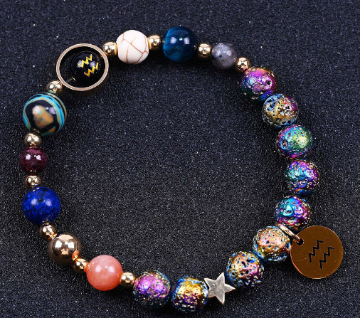 Zodiac Constellation Volcanic Rock Bracelet – Natural Stone Beads for All 12 Signs