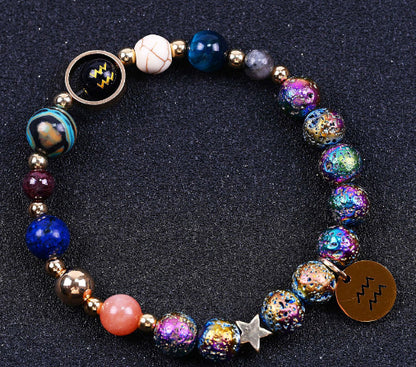 Zodiac Constellation Volcanic Rock Bracelet – Natural Stone Beads for All 12 Signs