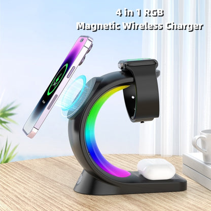 4-in-1 Magnetic Wireless Charger Station with RGB Light – Fast Charging for iPhone, AirPods & Apple Watch