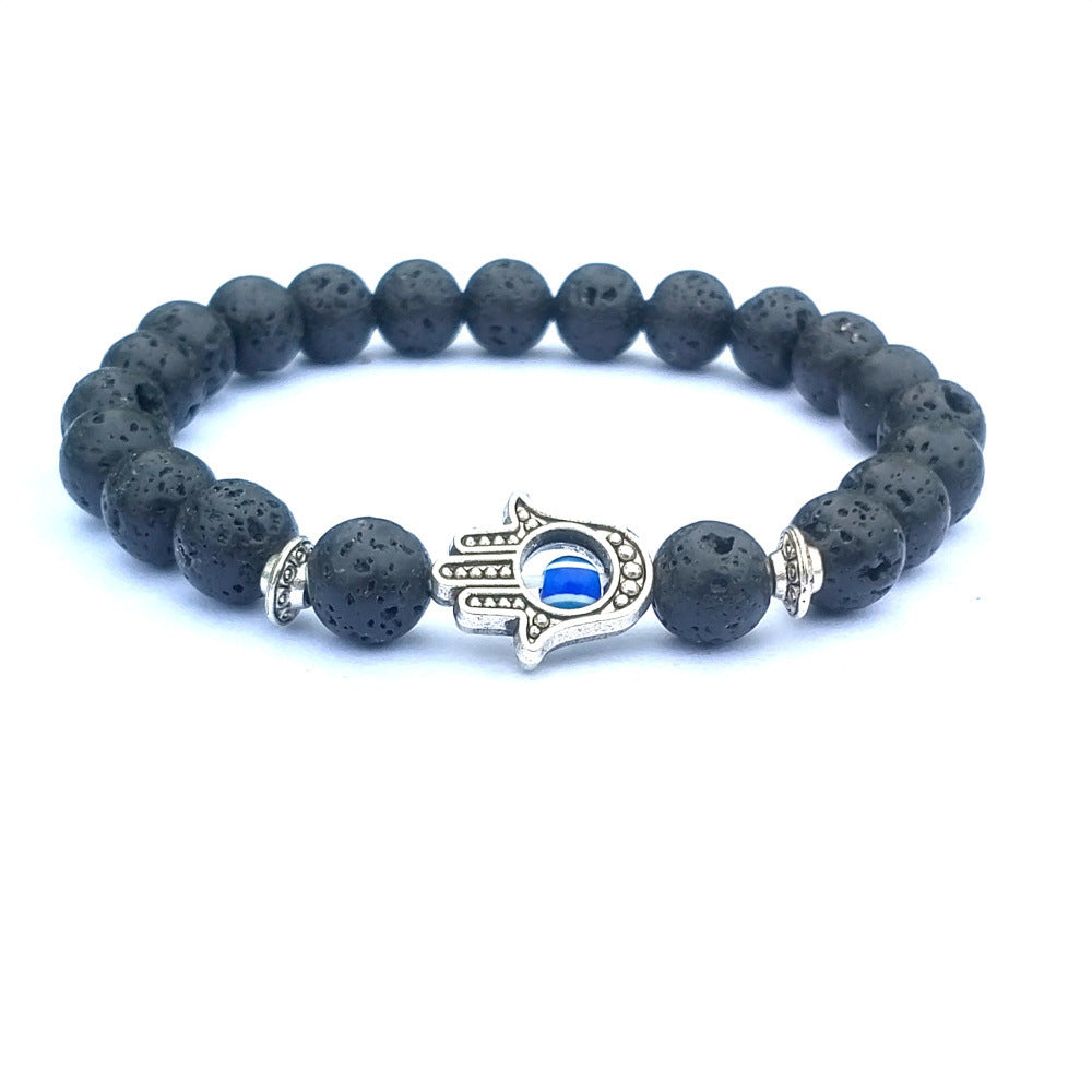 Evil Eye Natural Stone Bracelet – Handmade Electroplated Bead Bracelet